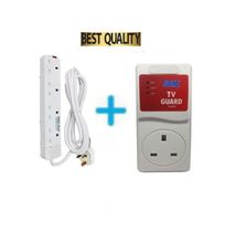 Power King 4 Way Power Extension Cable - White+ TV GUARD